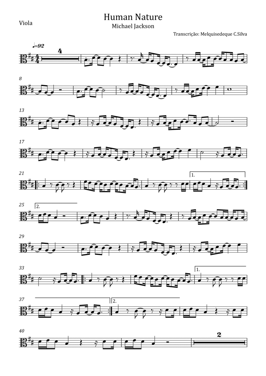 Human Nature Viola Solo scores gallery preview page 1