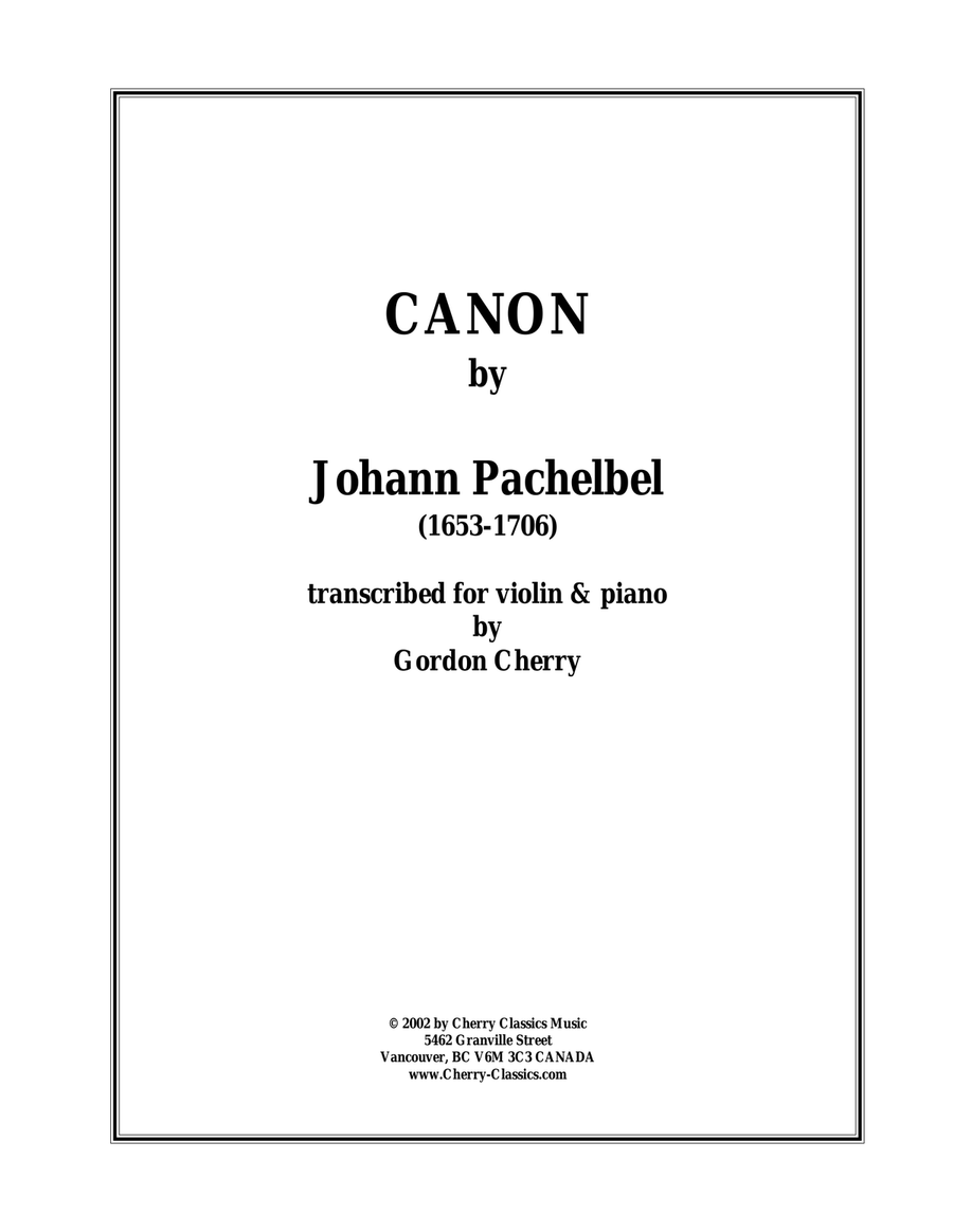 Canon for Violin and Piano Violin Solo scores gallery preview page 1