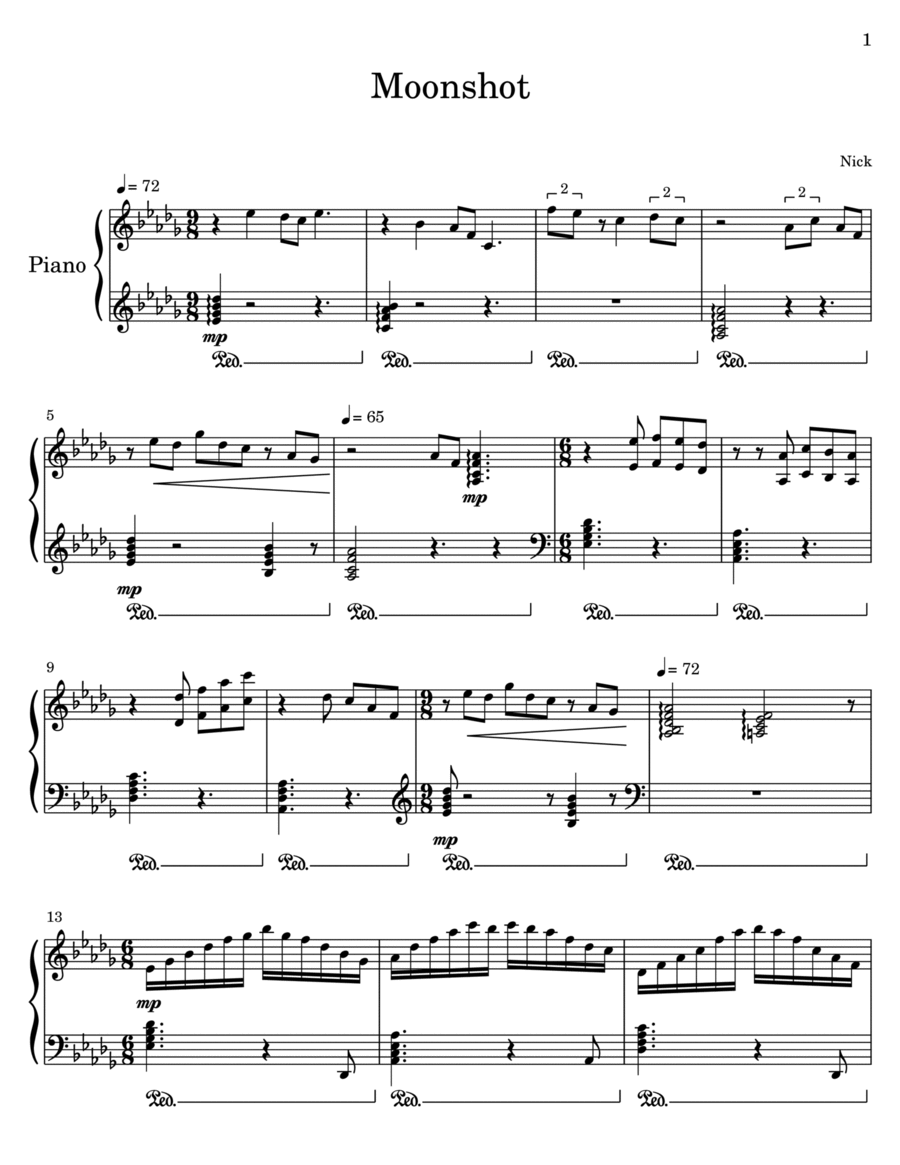 Moonshot Piano Solo scores gallery preview page 1