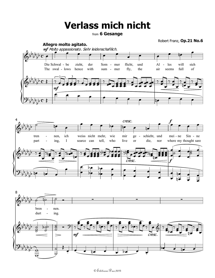 Verlass mich nicht, by Robert Franz, in e flat minor Voice scores gallery preview page 3