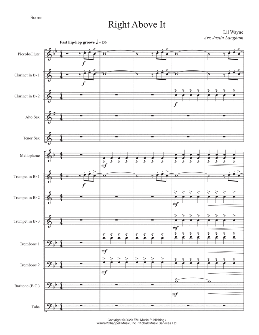 Book cover for Right Above It - Score Only