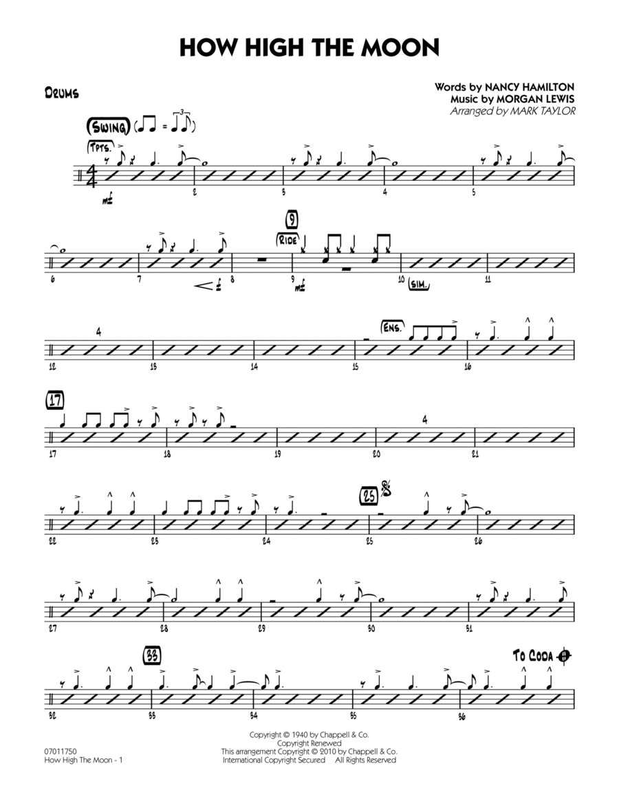 How High The Moon - Drums Jazz Ensemble scores gallery preview page 1