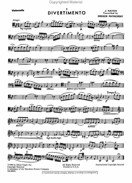 Divertimento in D by Franz Joseph Haydn Piano - Sheet Music