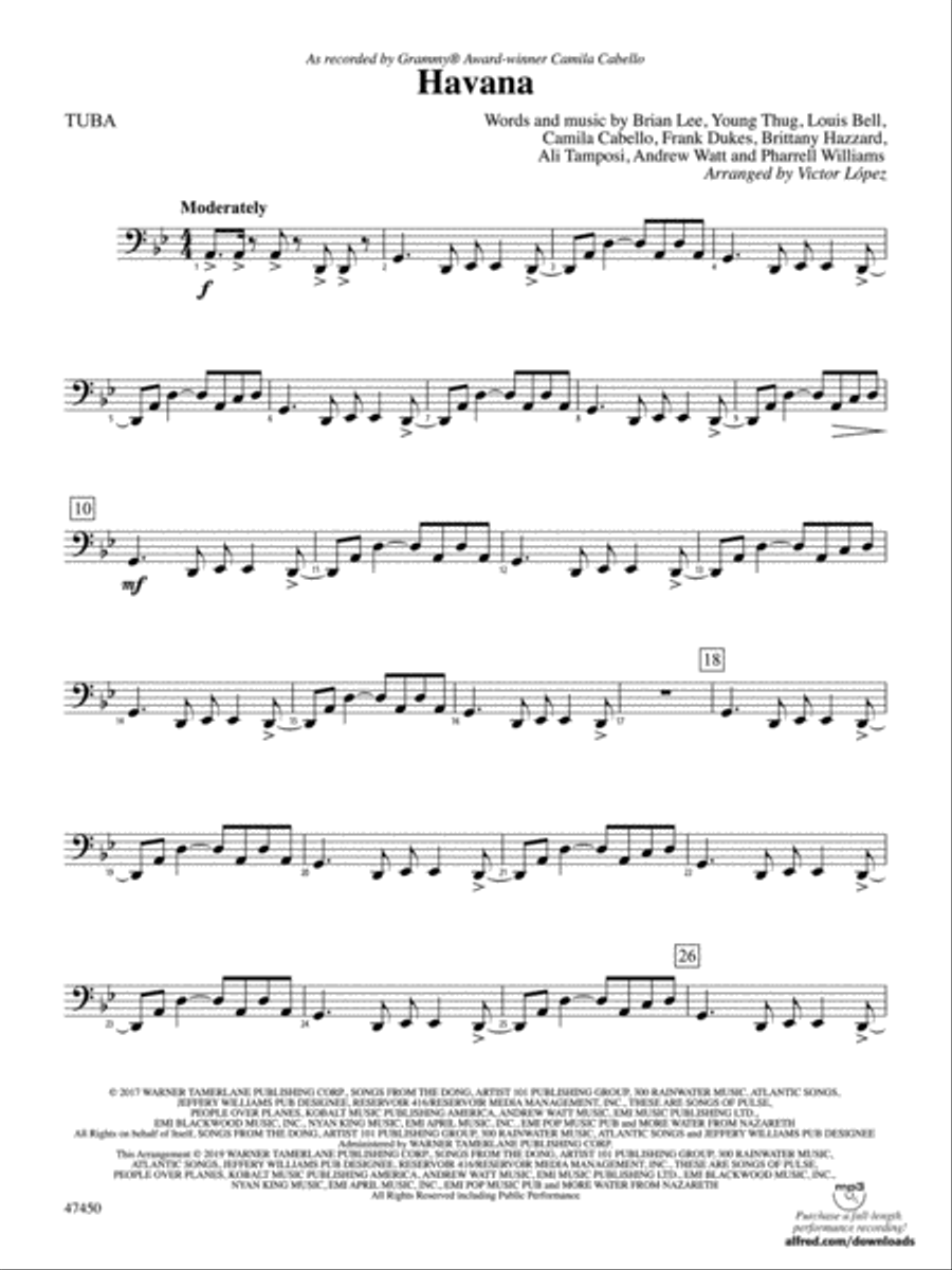 Havana: Tuba Full Orchestra scores gallery preview page 1