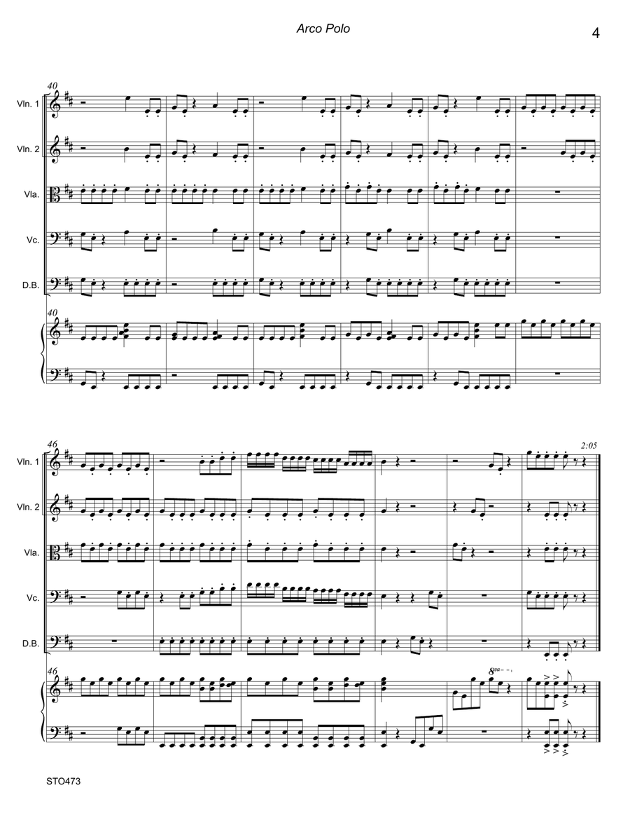 ARCO POLO - original composition for ELEMENTARY STRING ORCHESTRA. Grade 2. String Orchestra scores gallery preview page 4
