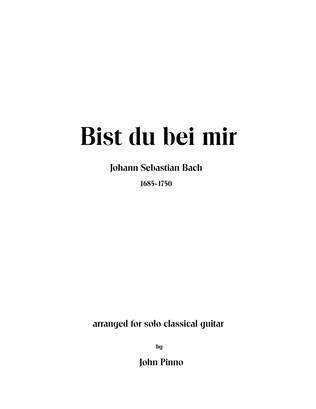 Book cover for Bist du bei mir (Johann Sebastan Bach) for solo classical guitar