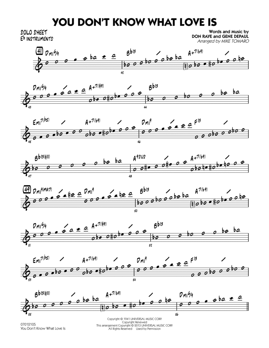 You Don't Know What Love Is - Eb Solo Sheet