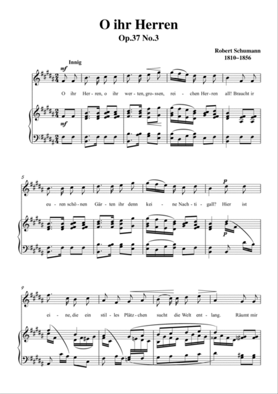 Schumann-O ihr Herren in B Major for Voice and Piano Voice Solo scores gallery preview page 2