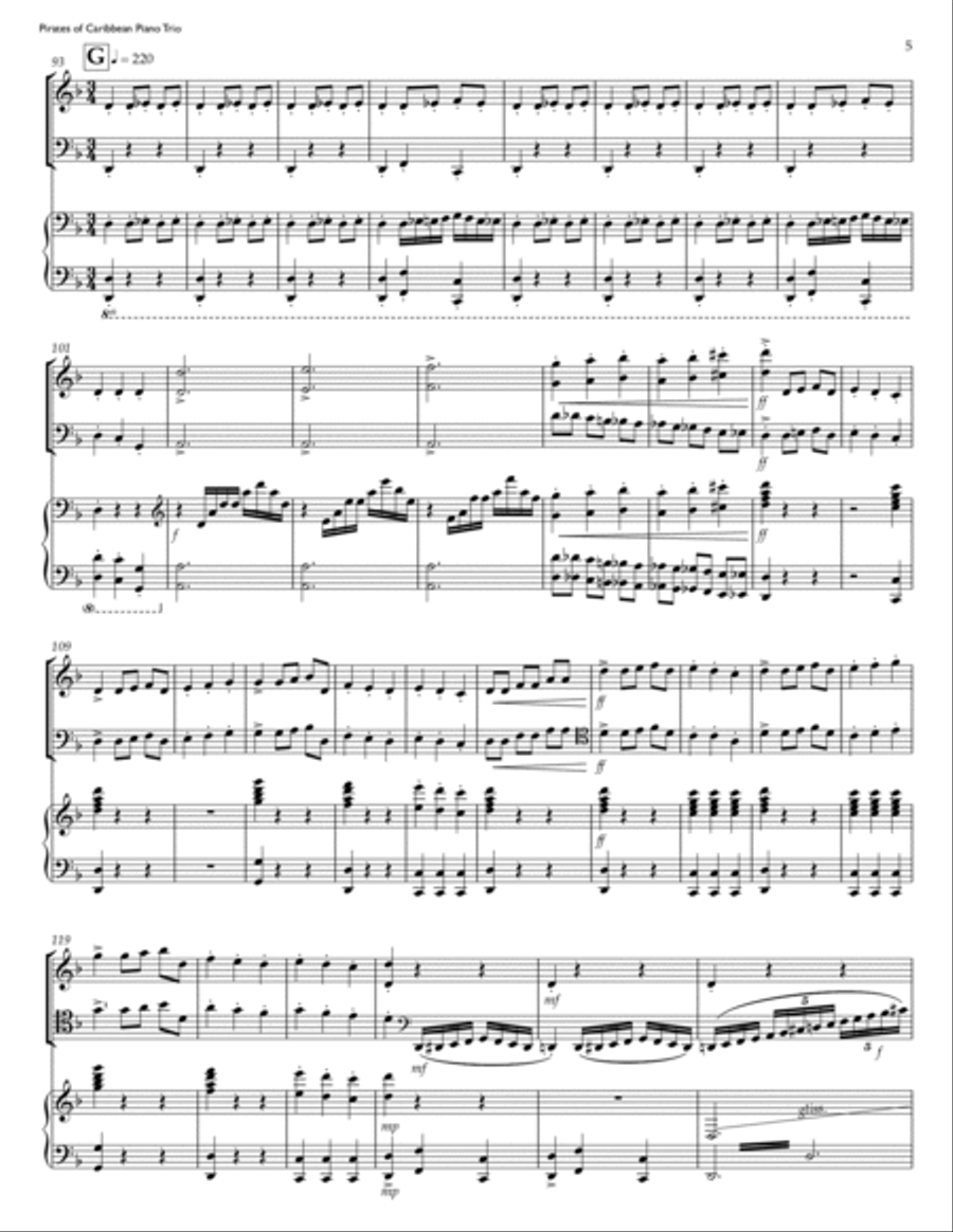 Pirates Of The Caribbean Piano Trio scores gallery preview page 5