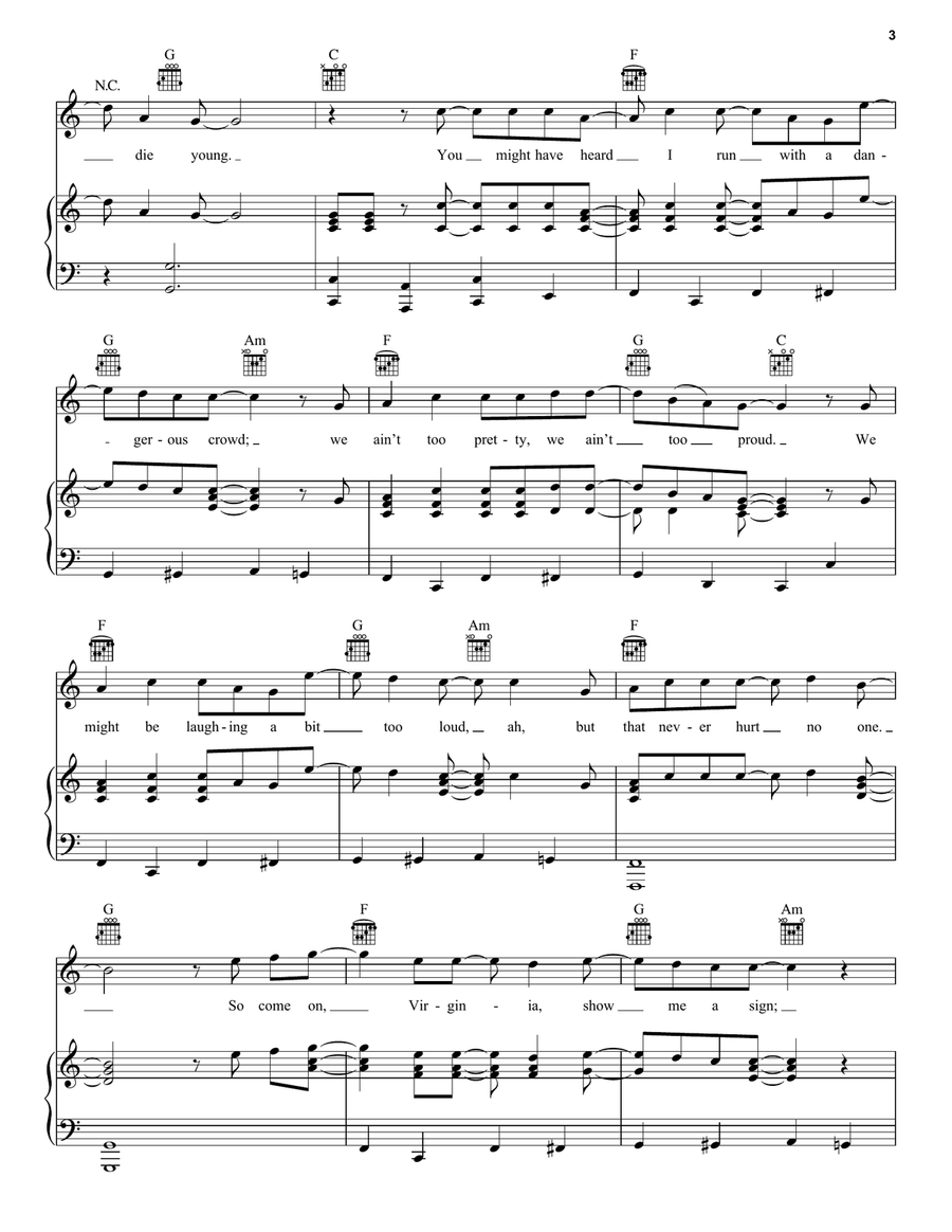 Only The Good Die Young Only The Good Die Young Piano, Vocal, Guitar scores gallery preview page 3