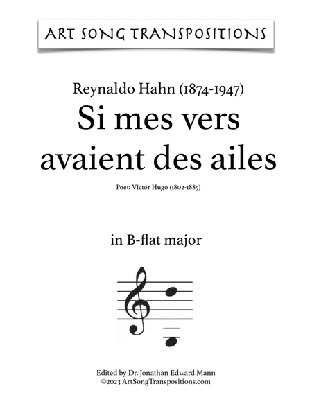 HAHN: Si mes vers avaient des ailes (transposed to B-flat major)