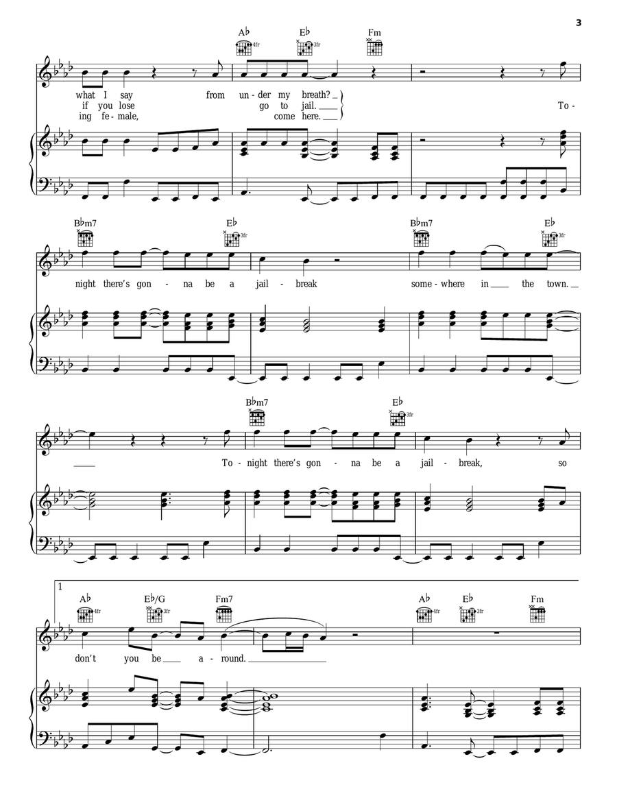 Jailbreak Jailbreak Piano, Vocal, Guitar scores gallery preview page 3