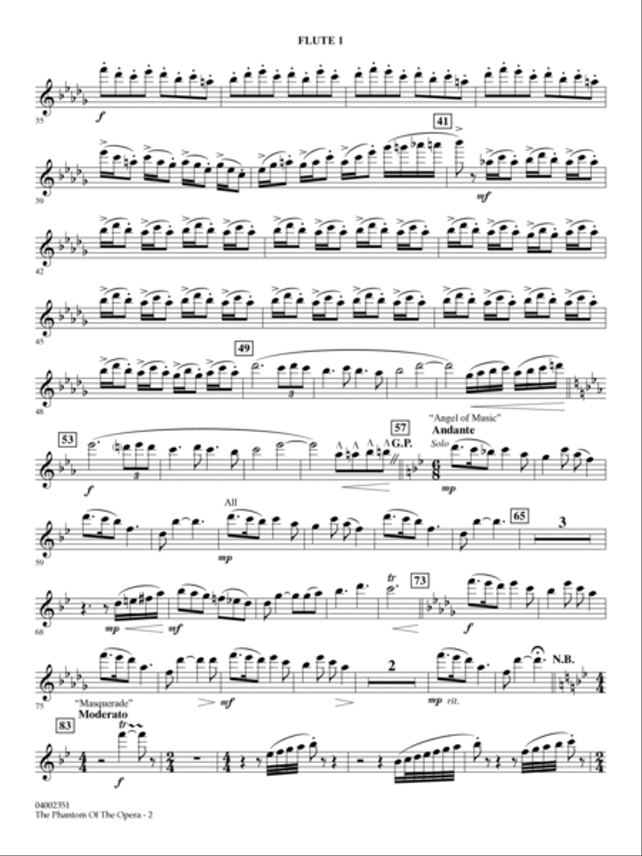 The Phantom Of The Opera (Soundtrack Highlights) (arr. Paul Murtha) - Flute 1 Concert Band scores gallery preview page 2