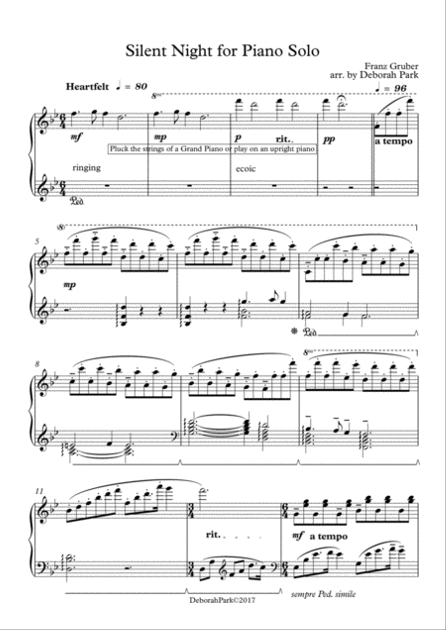 Silent Night for Piano Solo Piano Solo scores gallery preview page 1