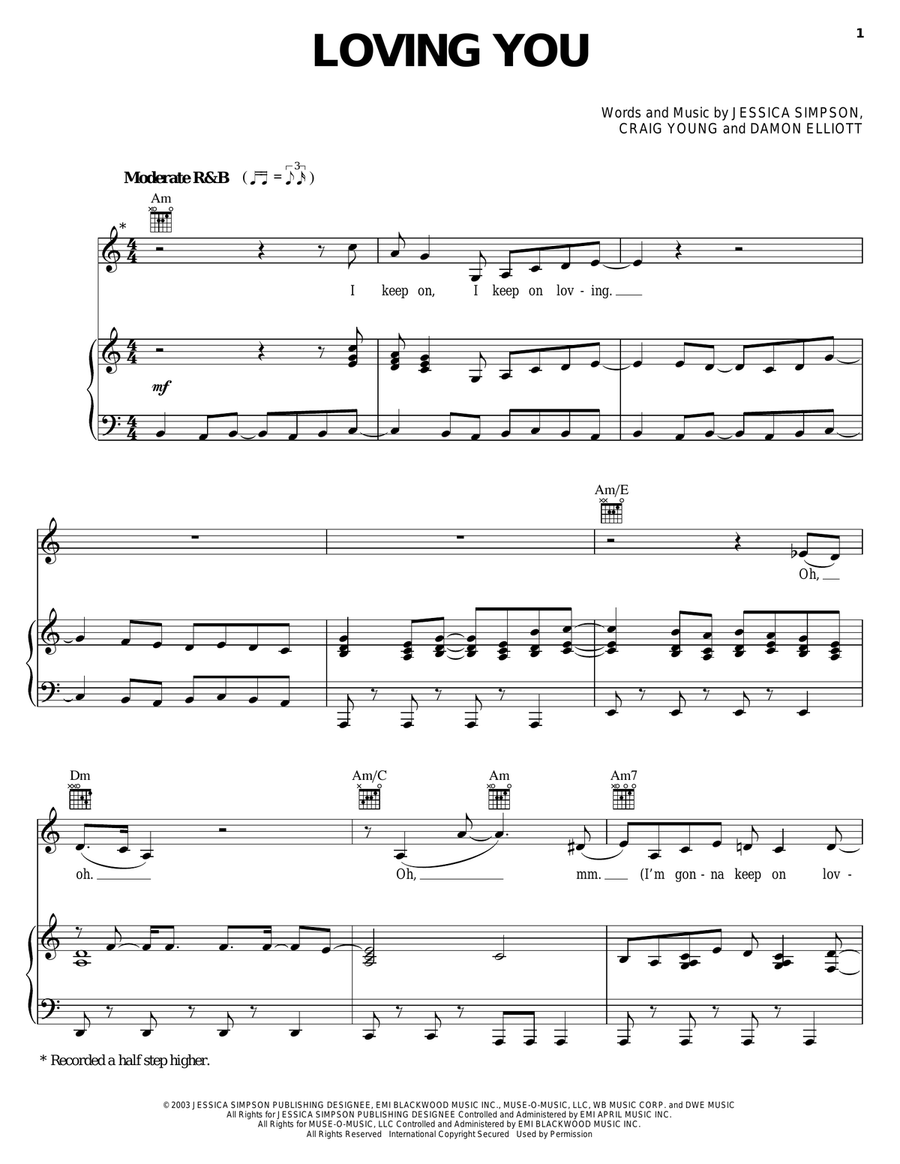 Loving You Piano, Vocal, Guitar scores gallery preview page 1