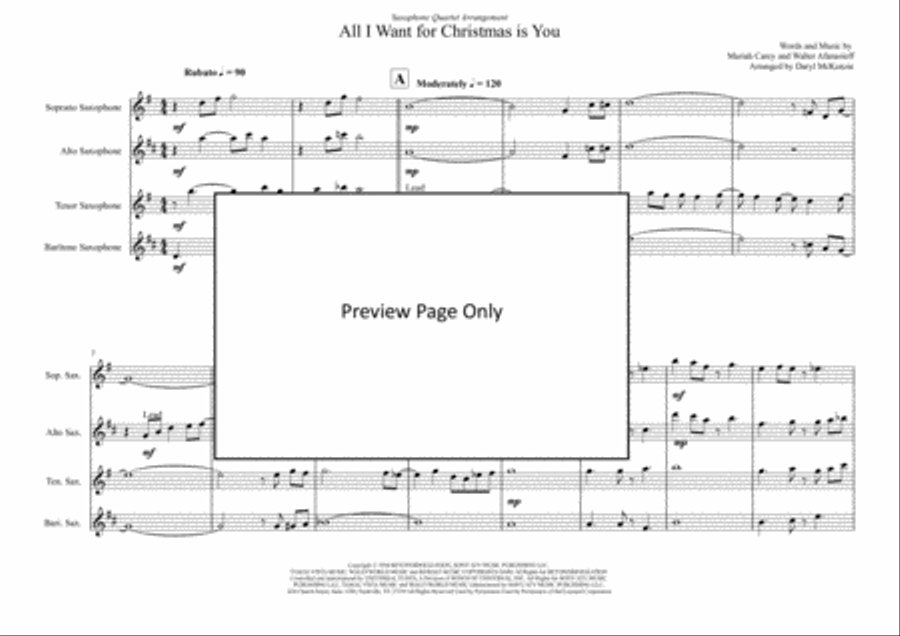 All I Want For Christmas Is You All I Want For Christmas Is You Saxophone Quartet scores gallery preview page 2
