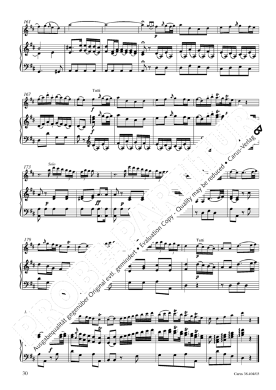 Concerto for Flute in D major (Concerto per il Flauto traverso in D / Flotenkonzert in D) Flute Solo scores gallery preview page 31