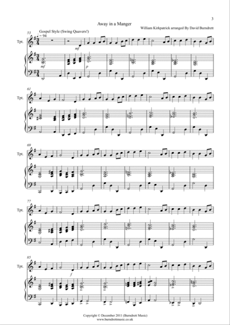 3 Jazzy Christmas Pieces for Trumpet and Piano Trumpet Duet scores gallery preview page 3