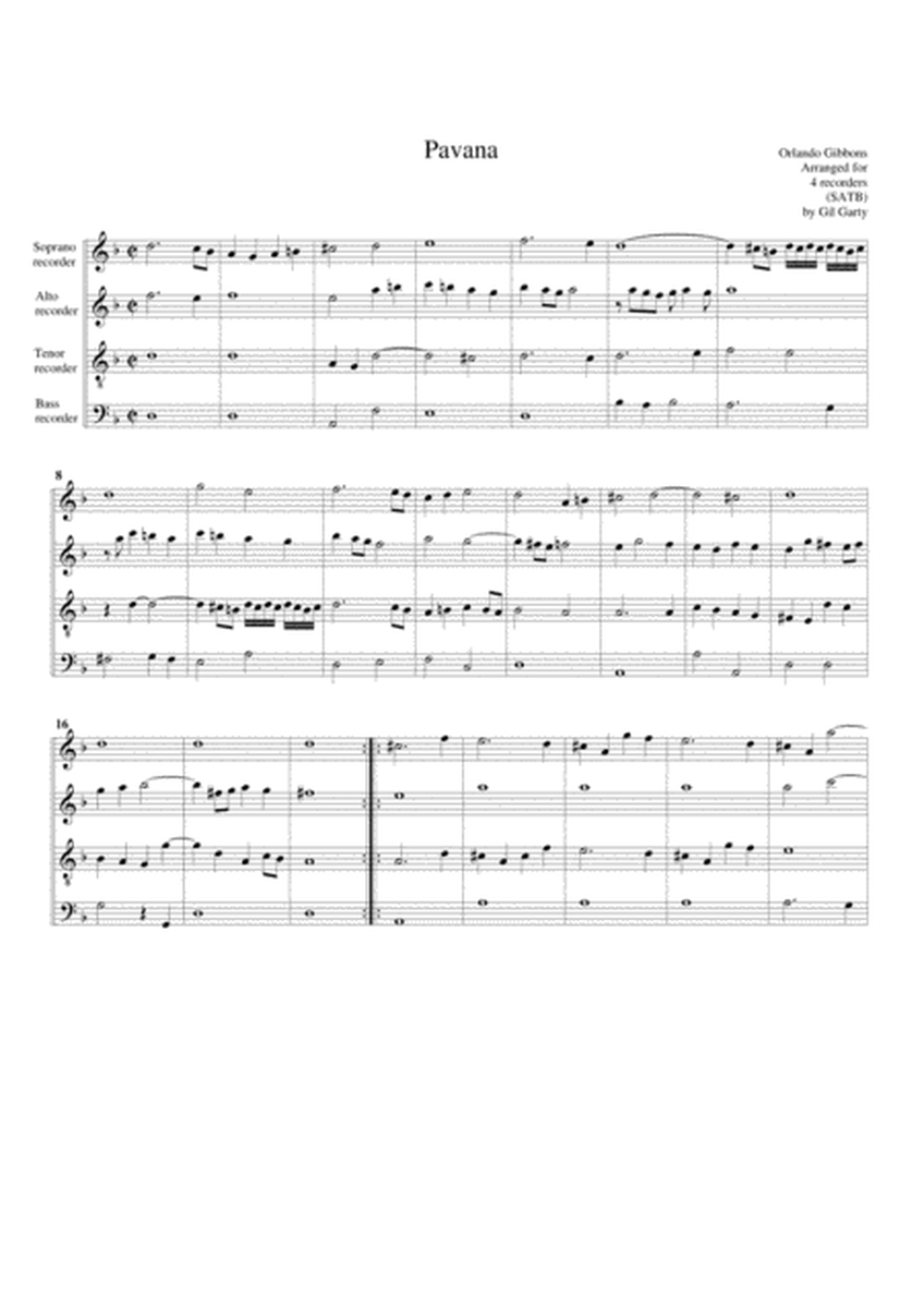 Pavana (Fitzwilliam virginal book, no.292) (arrangement for 4 recorders)