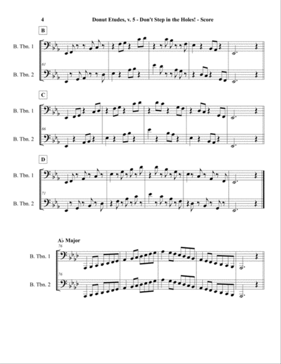 Donut Etudes v5 - Scale Duets for 2 Bass Trombones Trombone Duet scores gallery preview page 6