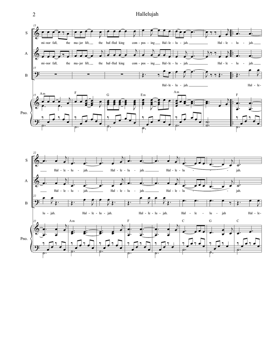 Hallelujah Hallelujah Piano, Vocal scores gallery preview page 2