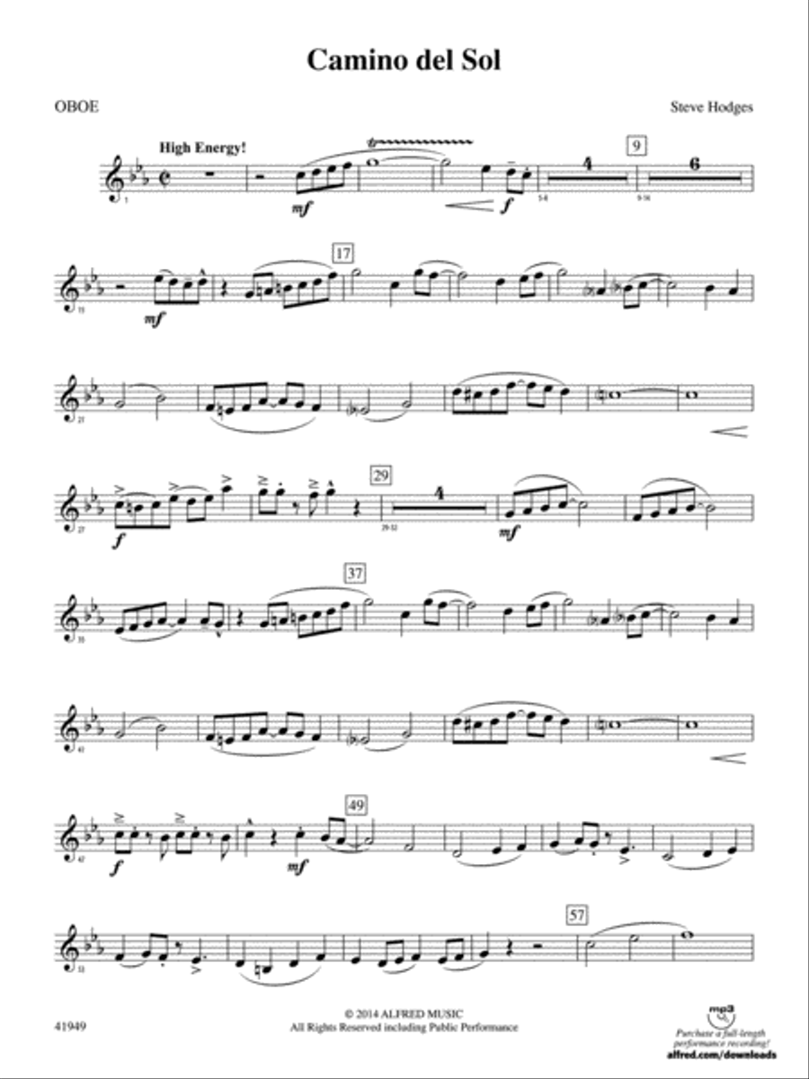 Camino del Sol: Oboe Camino del Sol: Oboe Concert Band scores gallery preview page 1
