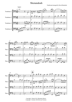 Shenandoah for Trombone Quartet