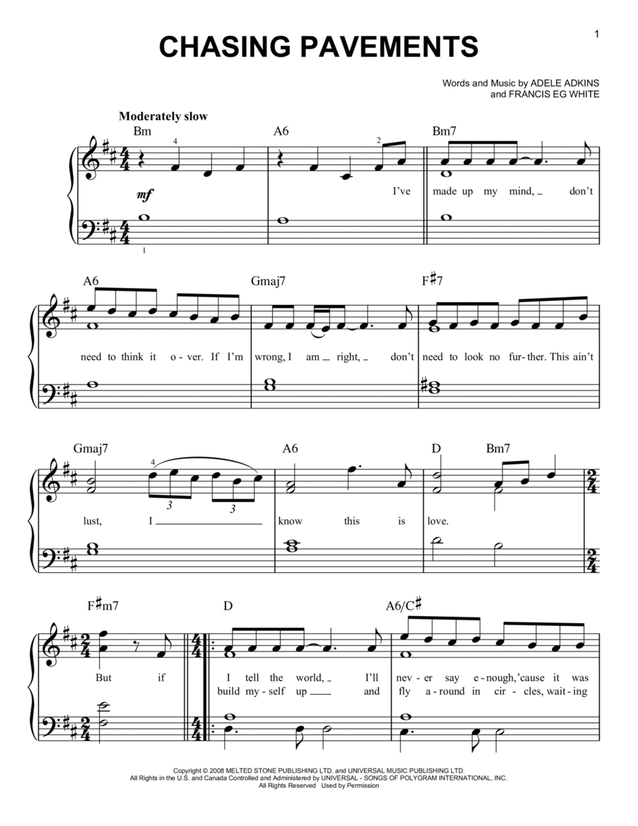 Chasing Pavements Voice scores gallery preview page 1