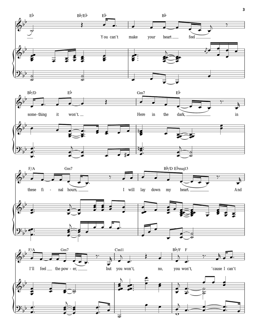 I Can't Make You Love Me Piano, Vocal scores gallery preview page 3