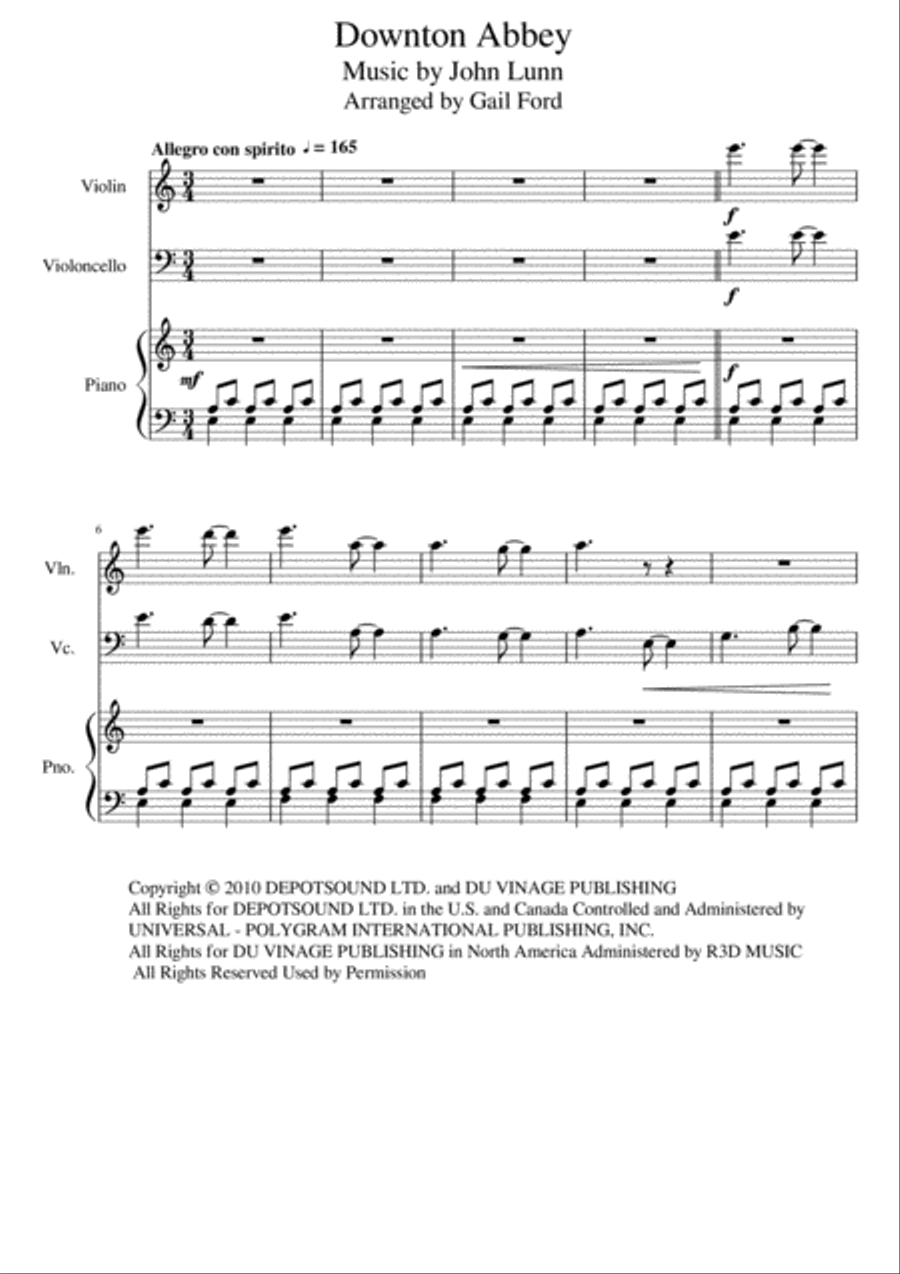 Downton Abbey - The Suite Piano Trio scores gallery preview page 1