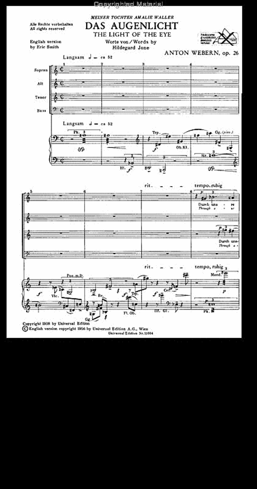 Augenlicht, Op. 26, Vocal Scor Voice scores gallery preview page 2