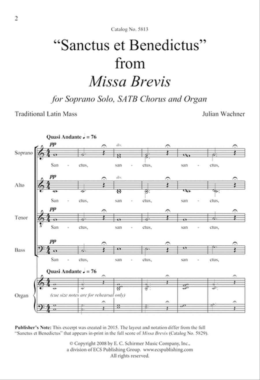 Sanctus et Benedictus from Missa Brevis 4-Part scores gallery preview page 2