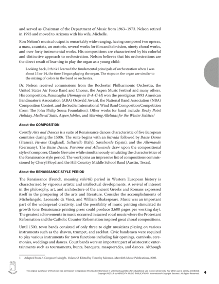 Guides to Band Masterworks, Vol. 5 - Student Workbook - Courtly Airs and Dances Activity Books scores gallery preview page 4