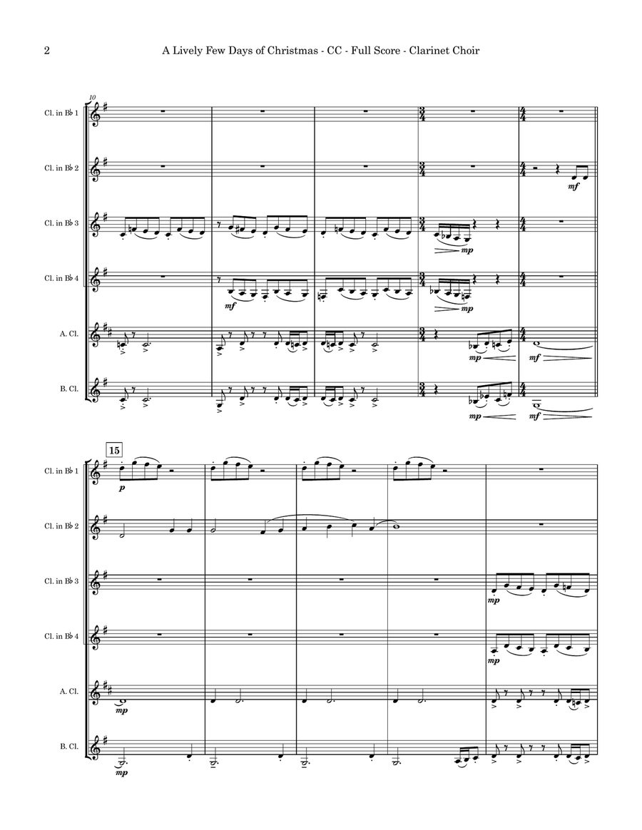 A Lively Few Days of Christmas Clarinet Choir scores gallery preview page 2
