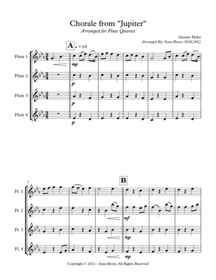 Chorale from "Jupiter" - Flute Quartet