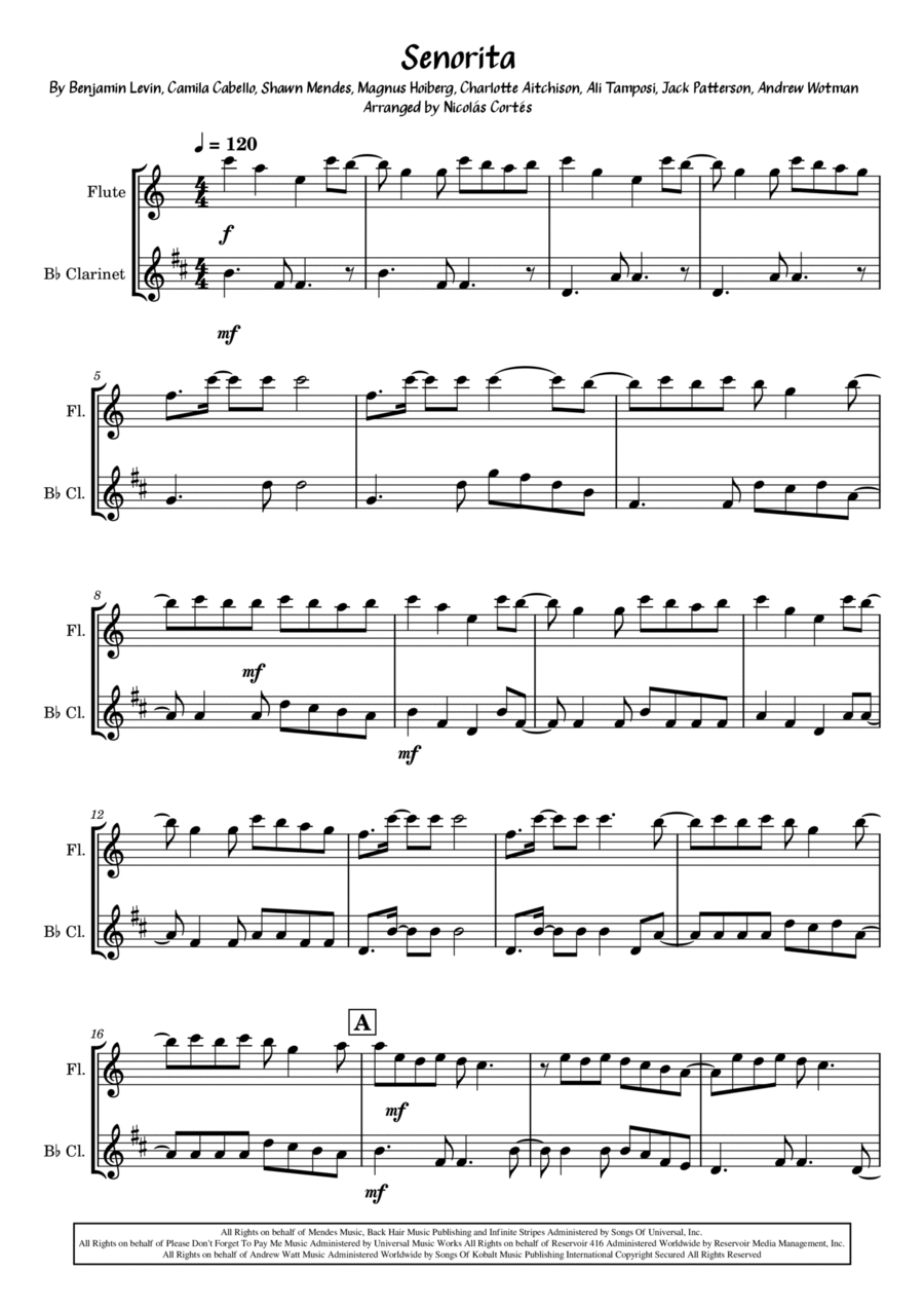 Senorita Senorita Woodwind Duet scores gallery preview page 1