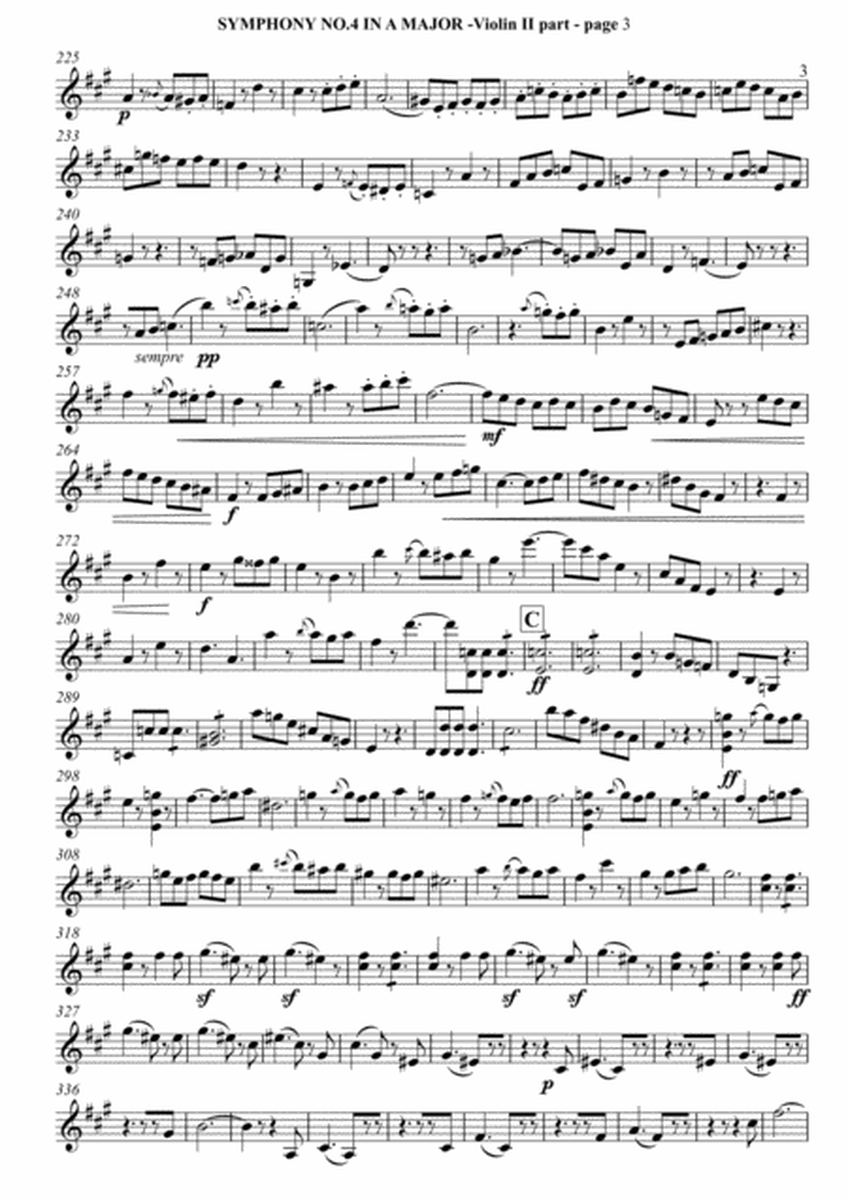 Felix Mendelssohn Bartholdy - SYMPHONY NO.4 IN A MAJOR ("Italian") - Violin II part image number null