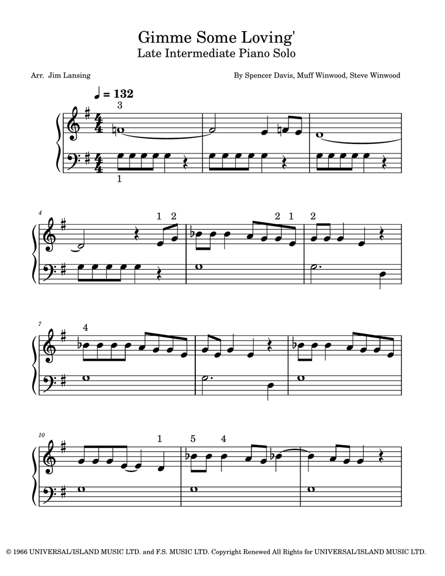 Gimme Some Lovin' Easy Piano scores gallery preview page 2