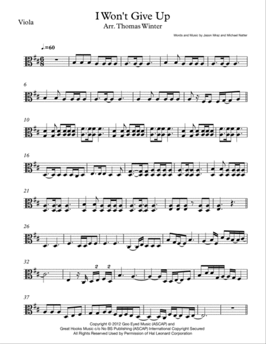 I Won't Give Up String Quartet scores gallery preview page 5