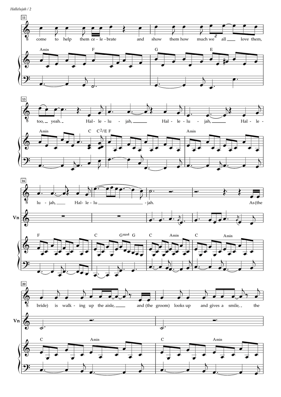 Hallelujah Piano, Vocal scores gallery preview page 2