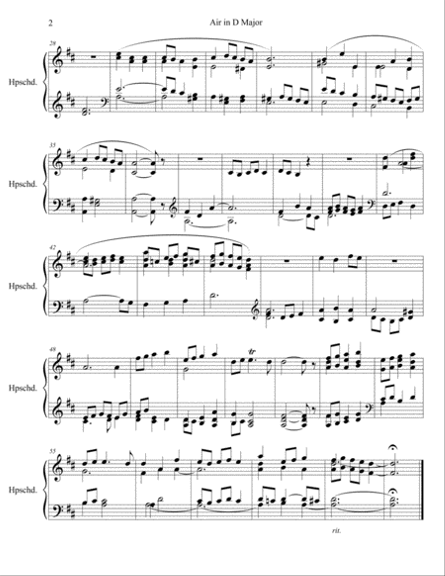 Air in D Major for Trumpet, Organ, Continuo and Timpani: Moderato e grandioso Small Ensemble scores gallery preview page 6
