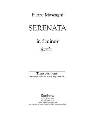 Book cover for Mascagni: Serenata (transposed to f minor)