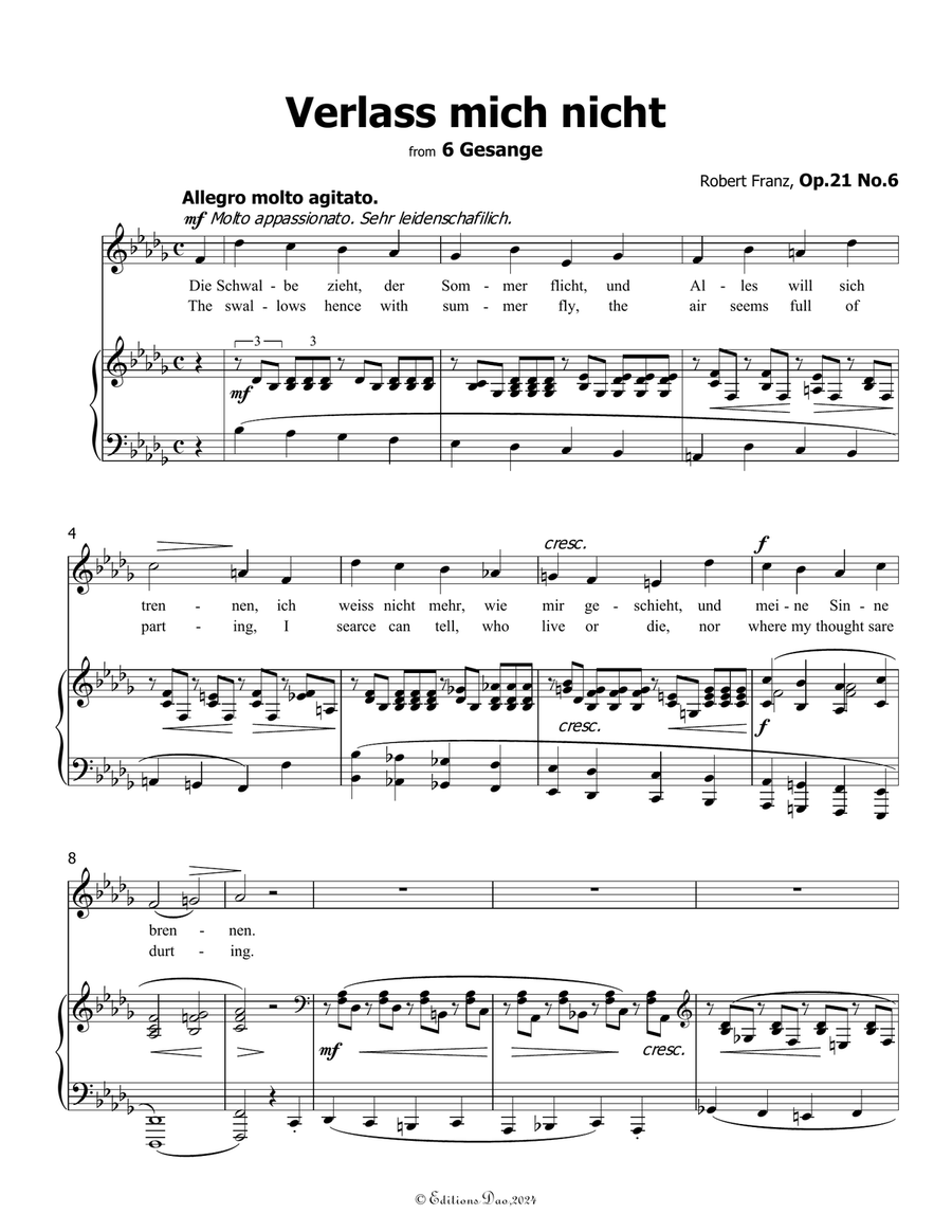 Verlass mich nicht, by Robert Franz, in b flat minor Voice scores gallery preview page 3