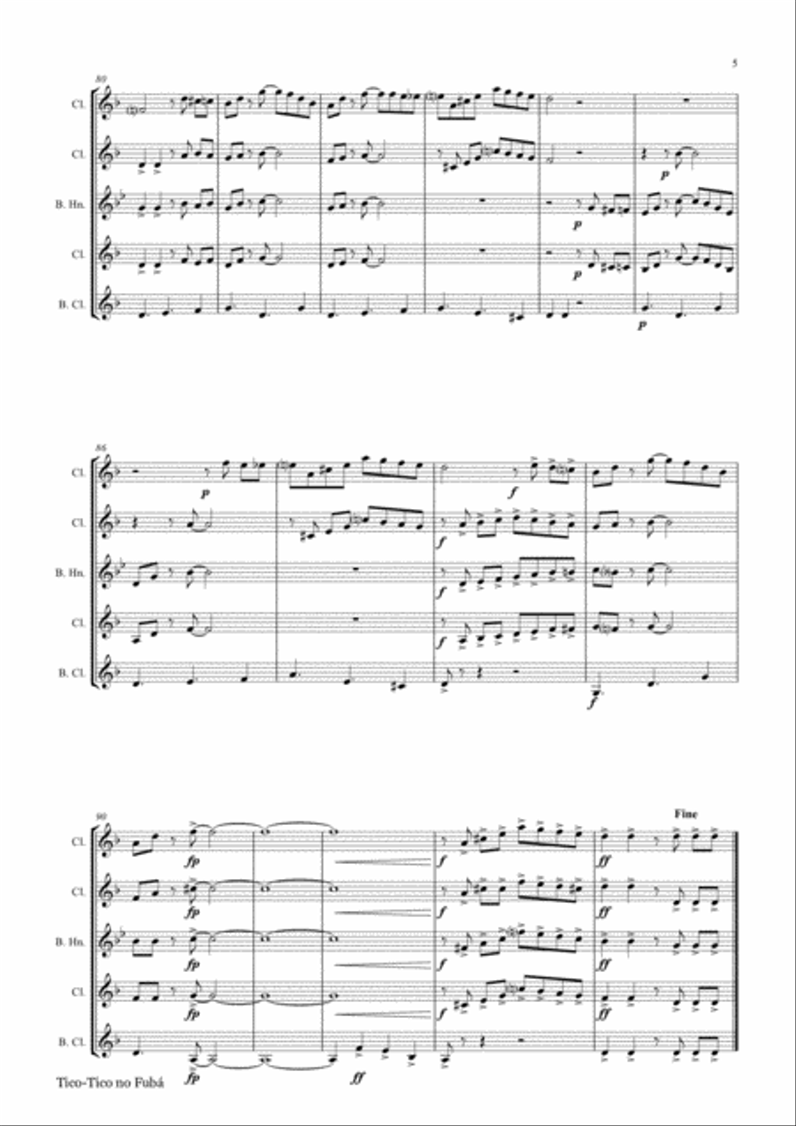 Tico-Tico no Fubá - Choro - Clarinet Quartet Clarinet Quartet scores gallery preview page 6