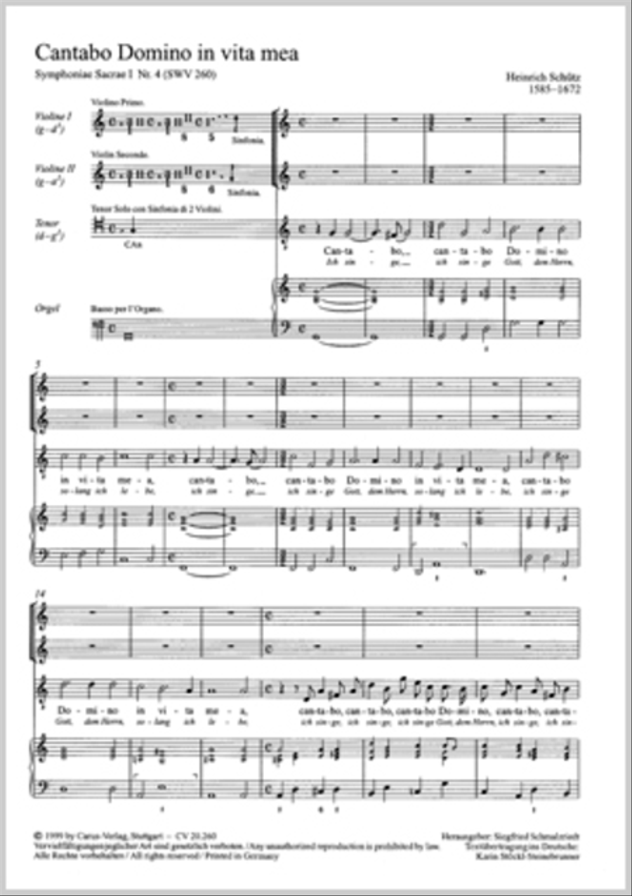 Cantabo Domino in vita mea by Heinrich Schutz Tenor Voice - Sheet Music