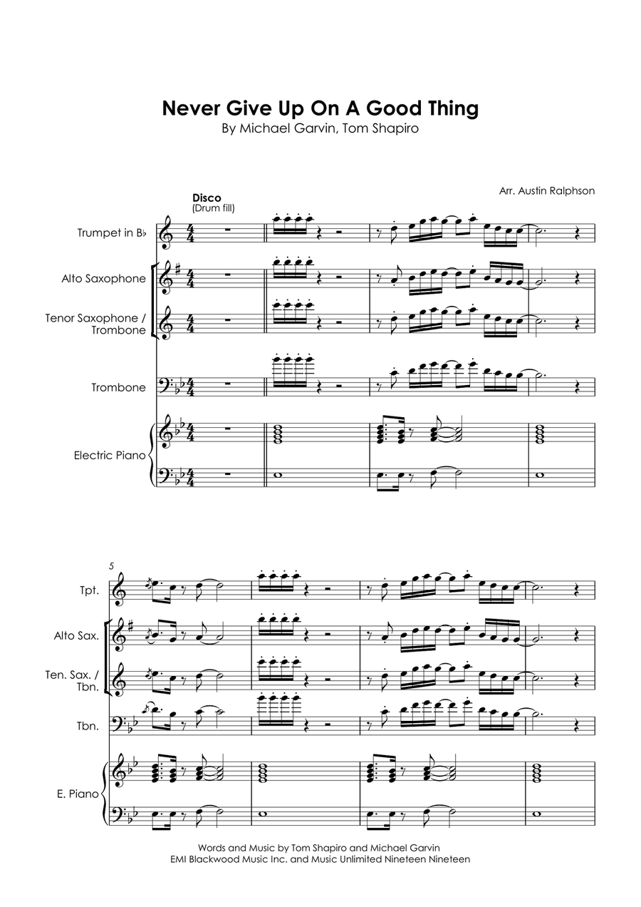Never Give Up On A Good Thing Small Ensemble scores gallery preview page 3