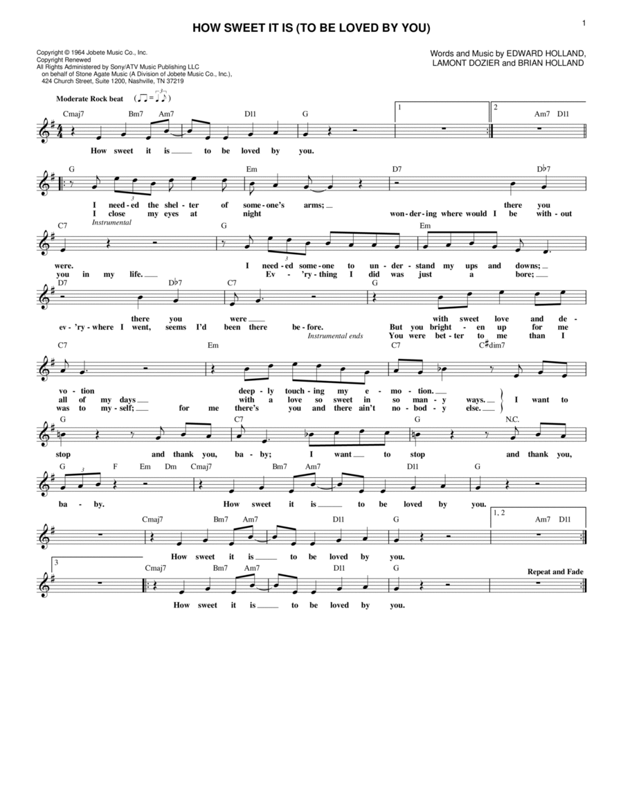 How Sweet It Is (To Be Loved By You) Electric Guitar scores gallery preview page 1