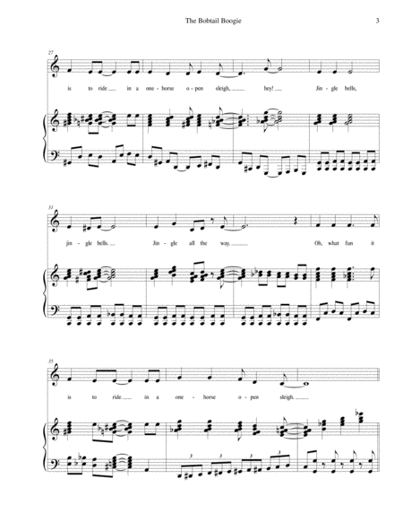 The Bobtail Boogie (a lively boogie version of Jingle Bells) - for unison choir with piano image number null