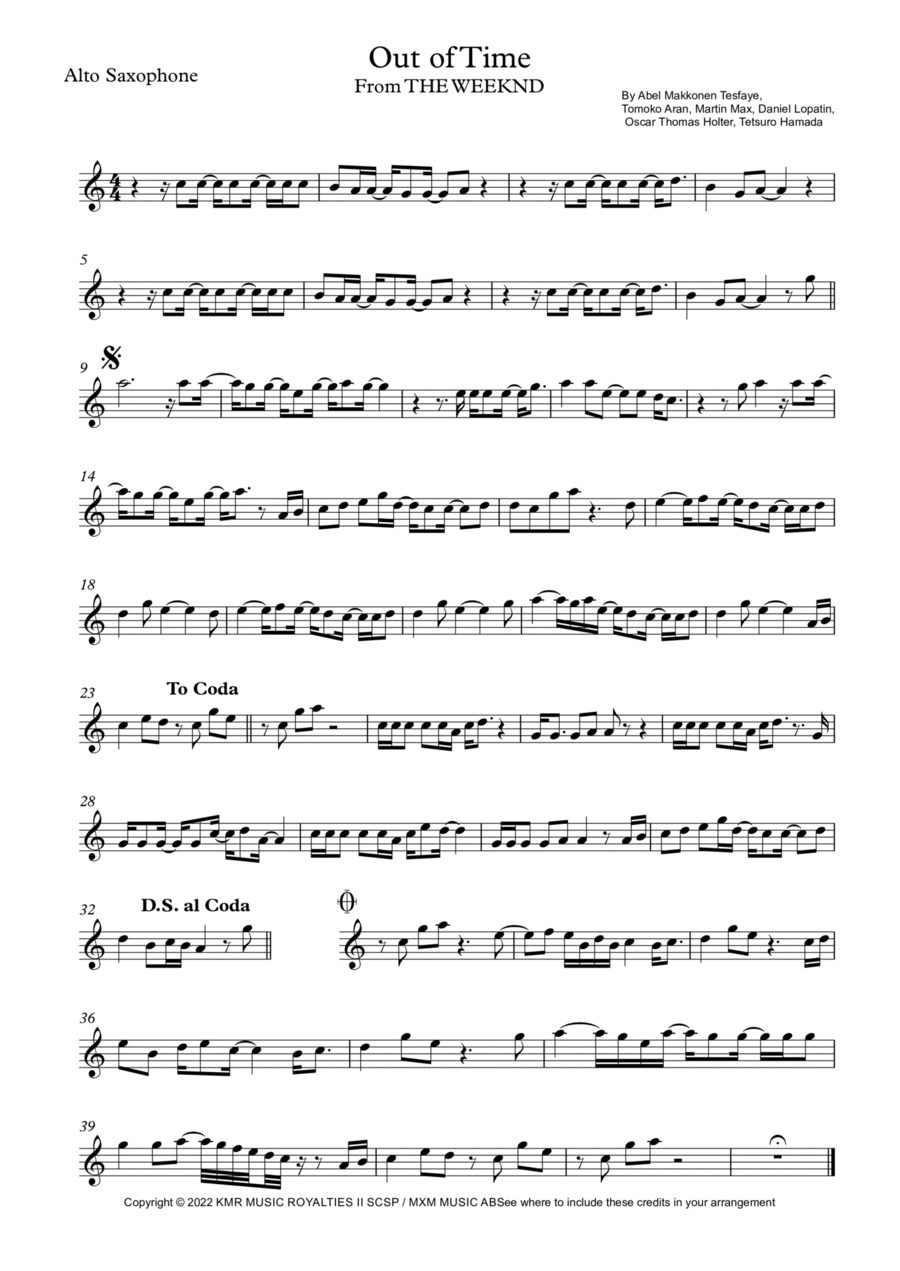 Out Of Time Out Of Time Alto Saxophone scores gallery preview page 1