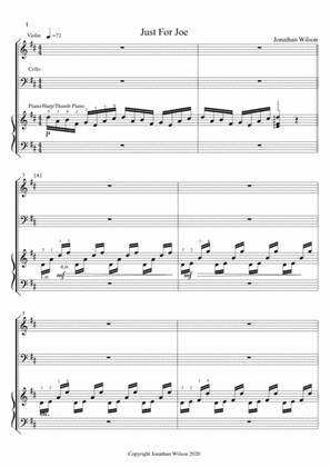 Just For Joe - Piano Trio - Score plus individual parts